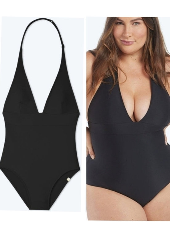 summersalt Other - Summersalt Halter Plunge V-Neck Beach Vacation One-Piece Swimsuit Black 14